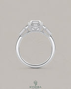 Asscher Cut Moissanite Three-Stone Engagement Ring in 925 Silver