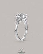 Asscher Cut Moissanite Three-Stone Engagement Ring in 925 Silver