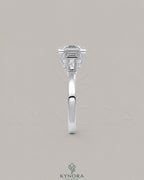 Asscher Cut Moissanite Three-Stone Engagement Ring in 925 Silver