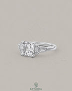Asscher Cut Moissanite Three-Stone Engagement Ring in 925 Silver