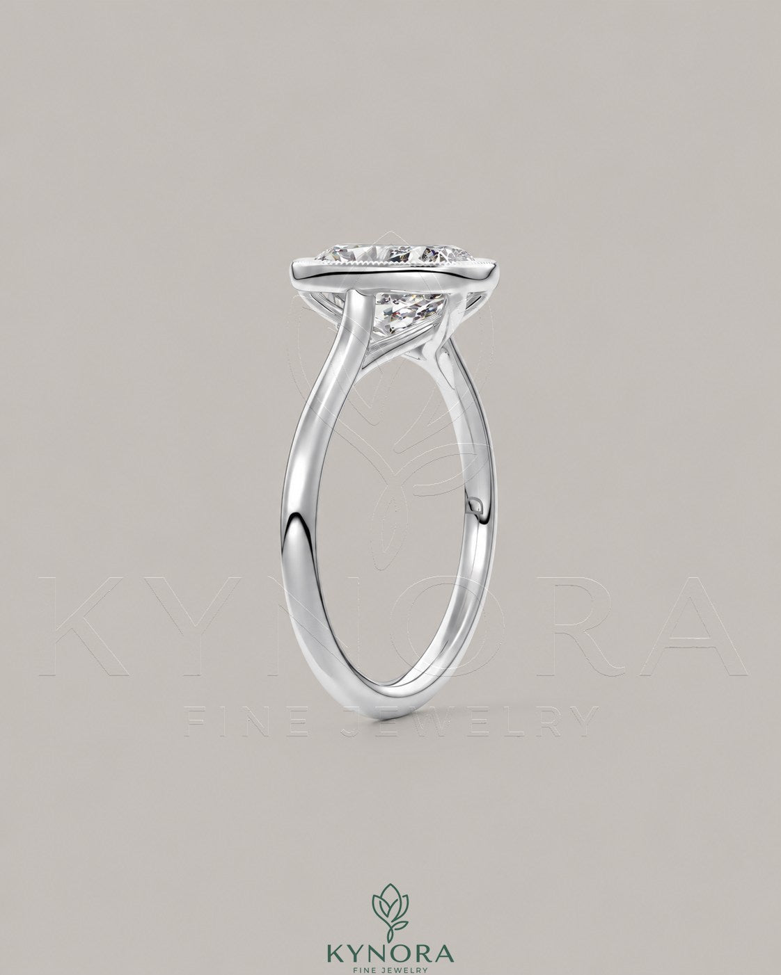 Cushion Moissanite Milgrain Bezel Engagement Ring 925 Silver