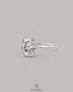 Cushion Moissanite Milgrain Bezel Engagement Ring 925 Silver