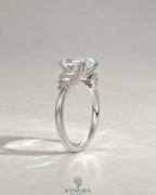 Asscher Cut Moissanite Graduated Baguette Engagement Ring 925 Silver