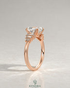 Asscher Cut Moissanite Graduated Baguette Engagement Ring 925 Silver