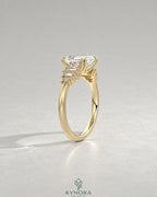 Asscher Cut Moissanite Graduated Baguette Engagement Ring 925 Silver