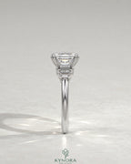 Asscher Cut Moissanite Graduated Baguette Engagement Ring 925 Silver