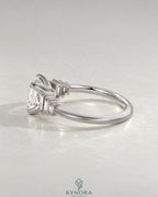 Asscher Cut Moissanite Graduated Baguette Engagement Ring 925 Silver