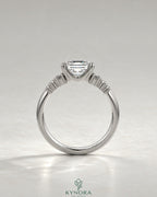 Asscher Cut Moissanite Graduated Baguette Engagement Ring 925 Silver
