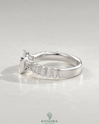 East-West Emerald Moissanite Baguette Band Ring 925 Silver