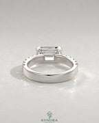 East-West Emerald Moissanite Baguette Band Ring 925 Silver