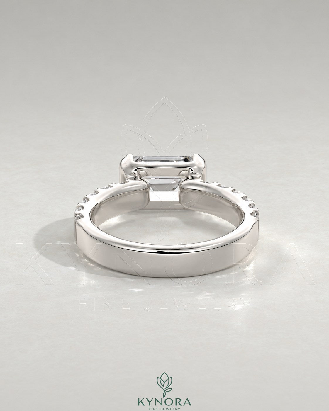 East-West Emerald Moissanite Baguette Band Ring 925 Silver