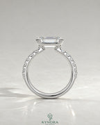 East-West Emerald Moissanite Baguette Band Ring 925 Silver