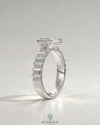 East-West Emerald Moissanite Baguette Band Ring 925 Silver