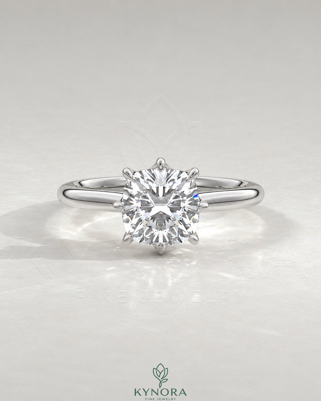 Round Brilliant Moissanite Solitaire Engagement Ring 925 Silver Main image