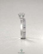 East-West Emerald Cut Moissanite Baguette Engagement Ring in 925 Silver