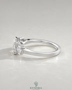 East-West Emerald Cut Moissanite Baguette Engagement Ring in 925 Silver