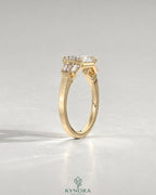 East-West Emerald Cut Moissanite Baguette Engagement Ring in 925 Silver