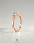 East-West Emerald Cut Moissanite Baguette Engagement Ring in 925 Silver