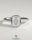 Kynora CJ 2ct elongated cushion bezel solitaire engagement ring with cathedral high setting and elegant gold band.