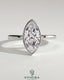 Kynora CJ 2ct marquise bezel solitaire engagement ring with petal gallery design showcasing a sparkling marquise-cut diamond.