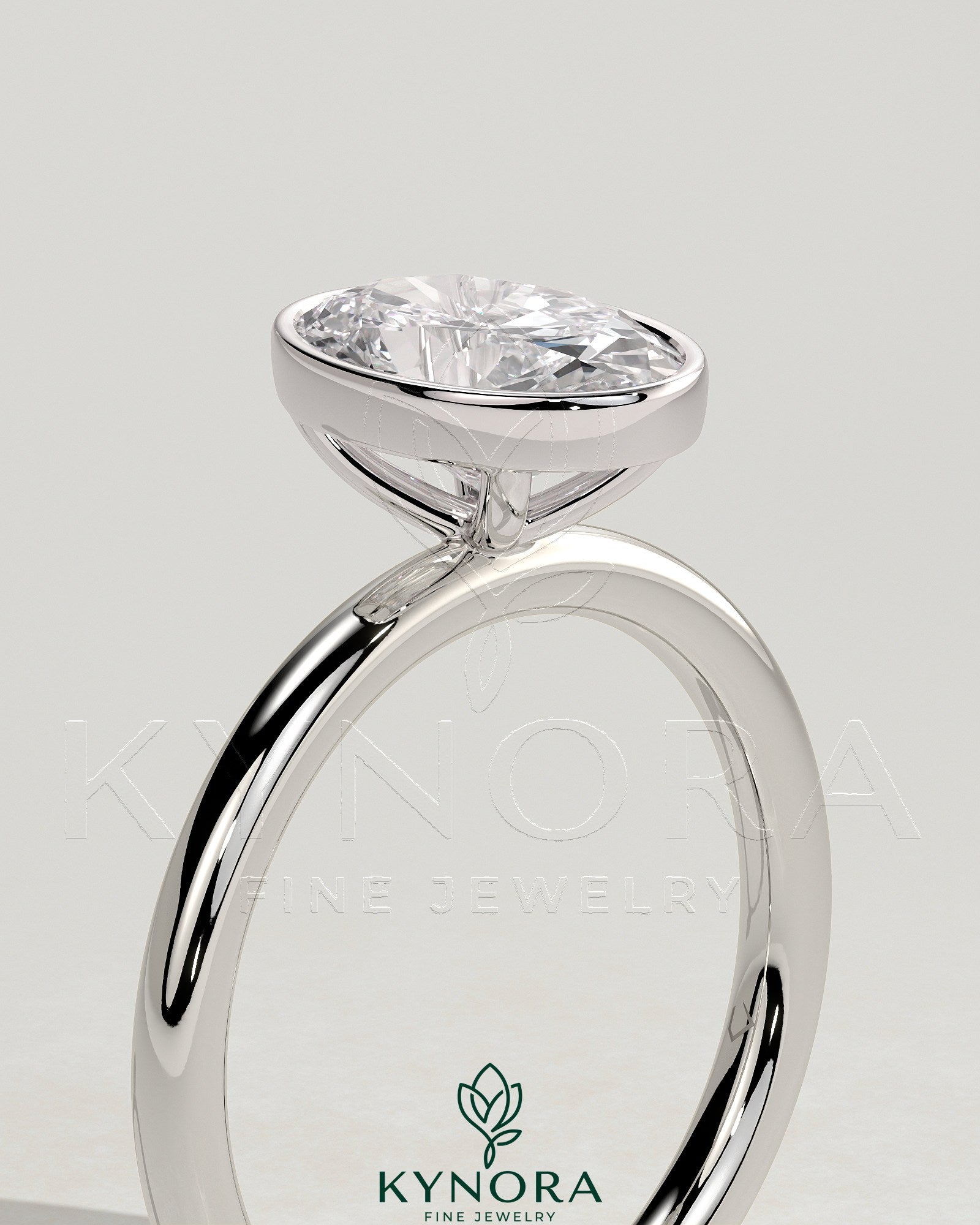 2ct Oval Bezel Solitaire Engagement Ring Secondary image