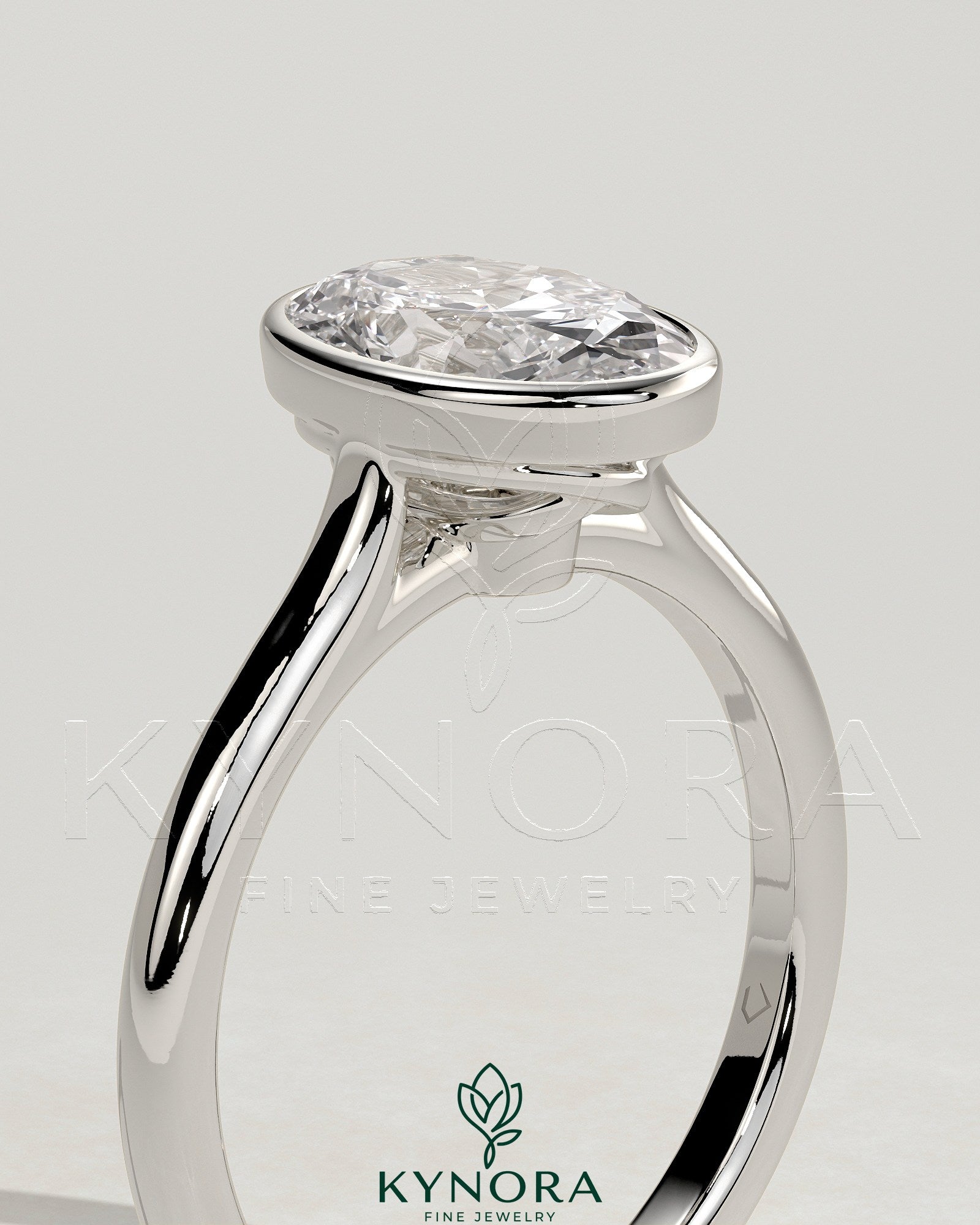 2ct Oval Bezel Solitaire with Twisted Gallery Engagement Ring Secondary image