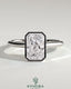 Kynora CJ 2ct radiant bezel solitaire engagement ring with open cathedral high setting and sparkling diamond centerpiece.