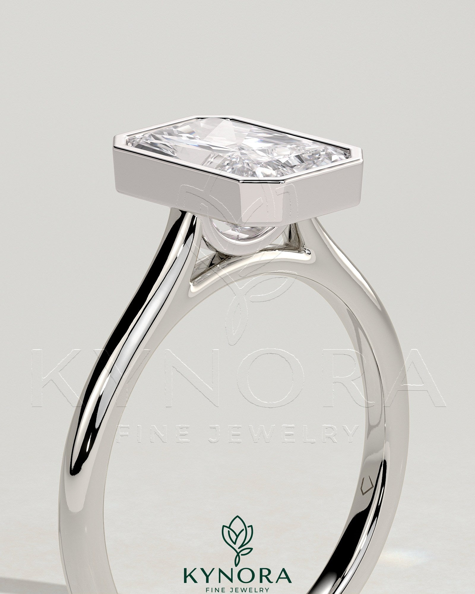 2ct Radiant Bezel Solitaire with Open Cathedral High Setting Engagement Ring Secondary image