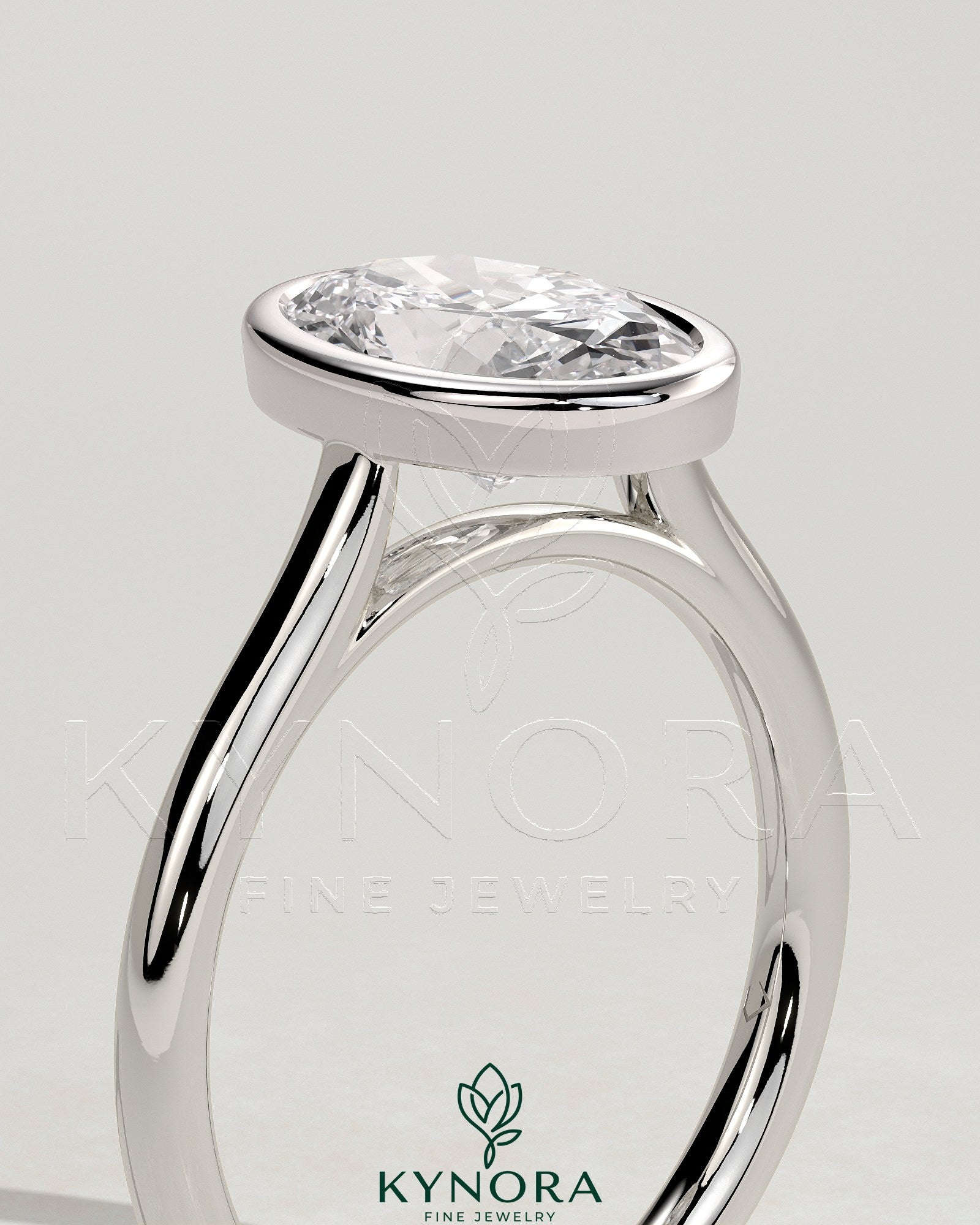 Statement 2ct Oval Bezel Solitaire with Open Cathedral High Setting Engagement Ring Secondary image