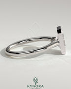 Kynora CJ statement 2ct radiant bezel solitaire engagement ring with open cathedral high setting, showcasing a sparkling center stone