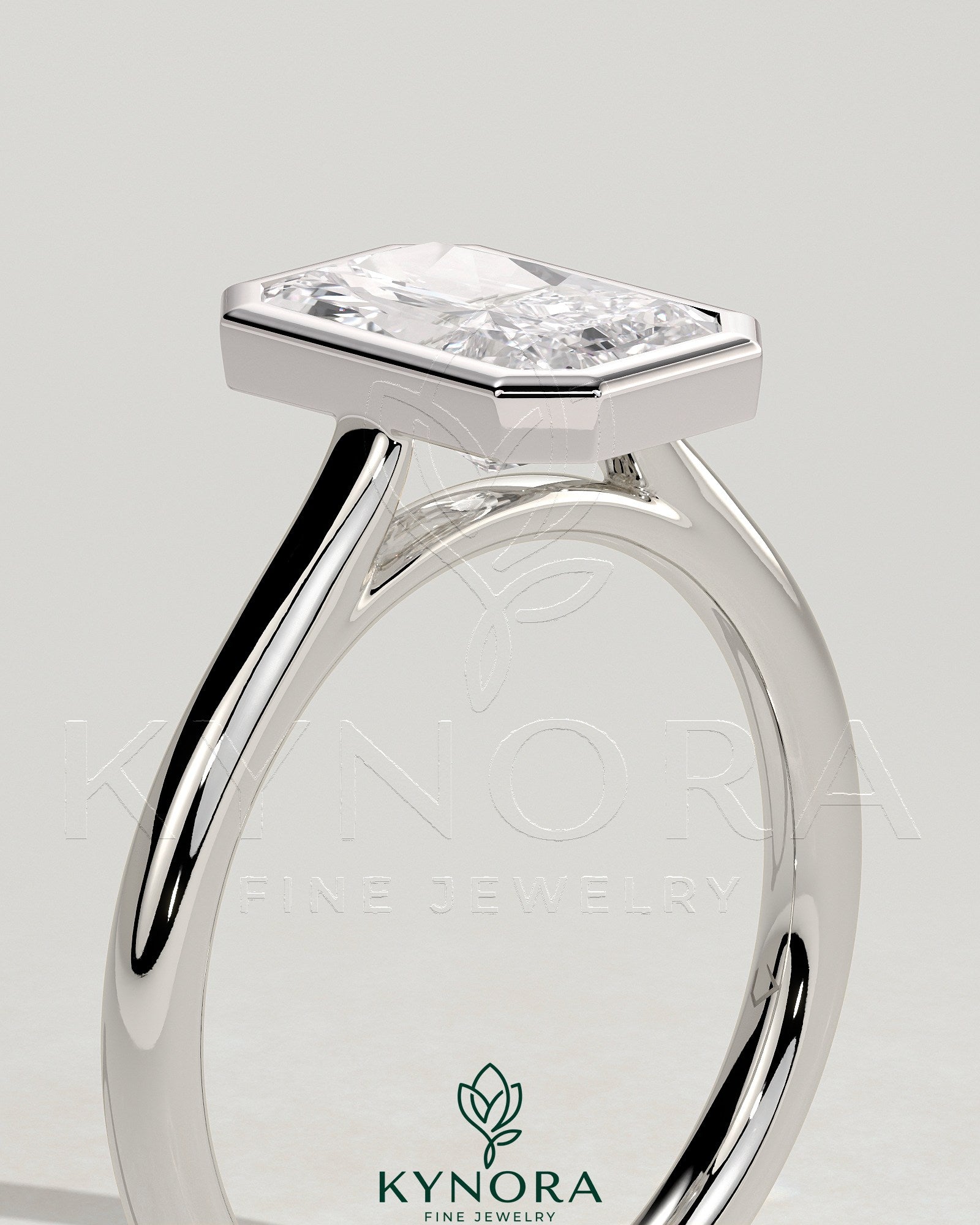 Statement 2ct Radiant Bezel Solitaire with Open Cathedral High Setting Engagement Ring Secondary image