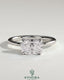 Kynora CJ 2ct elongated East-West cushion solitaire engagement ring with hidden halo and claw setting, showcasing elegant jewelry design.