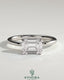 Kynora CJ 2ct emerald cut east-west claw solitaire engagement ring with hidden halo and sleek gold band.