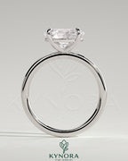 Kynora CJ 2ct oval east-west claw solitaire engagement ring with four prongs, showcasing the elegant diamond setting.
