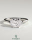 Kynora CJ 2ct oval east-west claw solitaire engagement ring with six prongs featuring a sparkling gemstone setting.