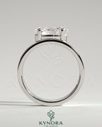 Kynora CJ 2ct oval offset east-west claw solitaire engagement ring with flat cigar band, showcasing a sparkling diamond and elegant design.