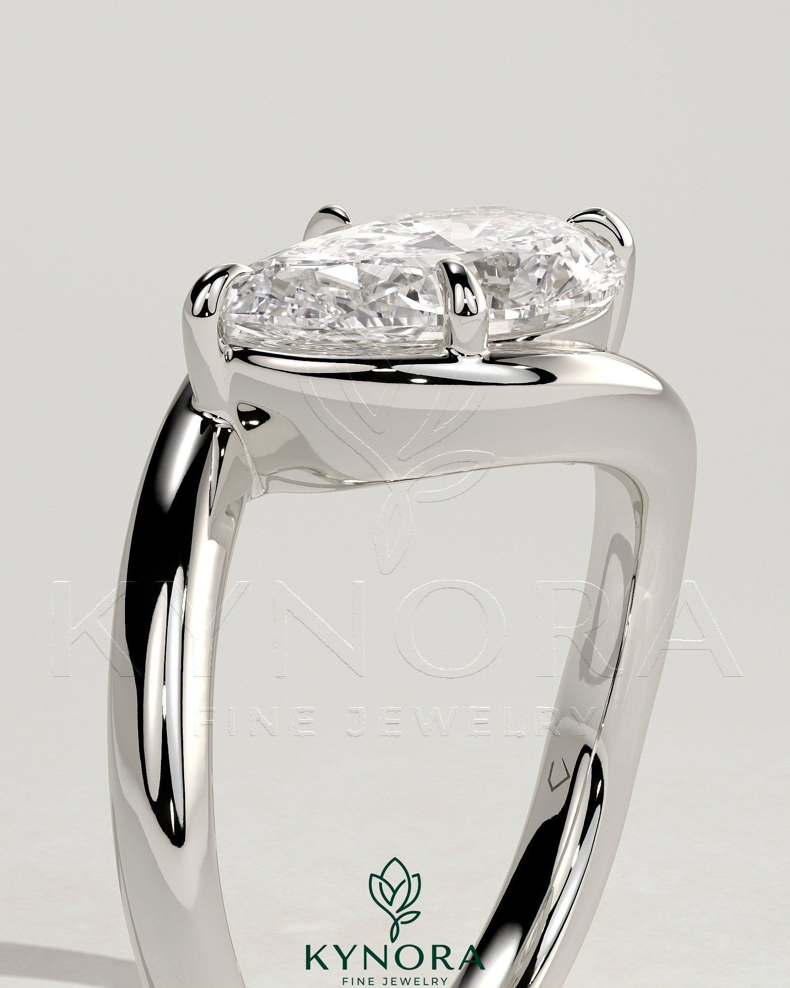 2ct Pear East West Claw Solitaire with Bypass Band Engagement Ring Secondary image