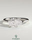 Kynora CJ 2ct pear-shaped east-west claw solitaire engagement ring with raised basket gallery setting.