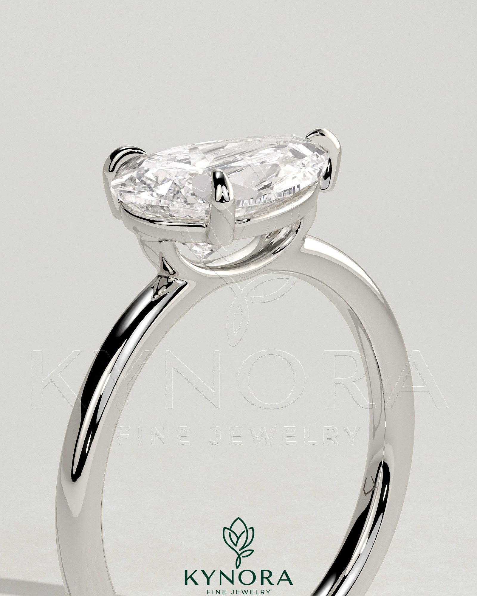 2ct Pear East West Claw Solitaire with Raised Basket Gallery Engagement Ring Secondary image