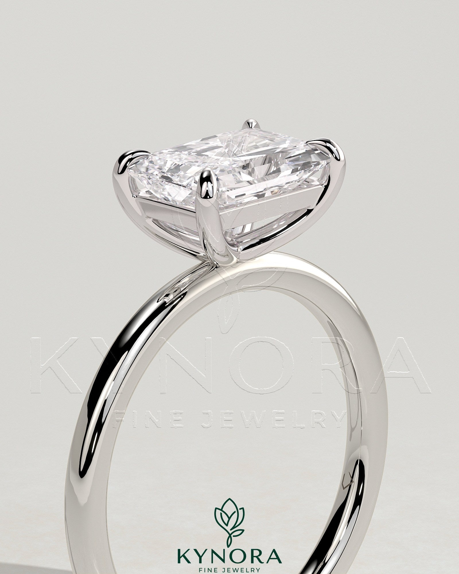 2ct Radiant East West Claw Solitaire Engagement Ring Imagen secundaria del producto