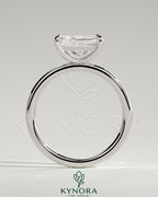 Kynora CJ 2ct radiant diamond east-west claw solitaire engagement ring with a sleek band and modern design.