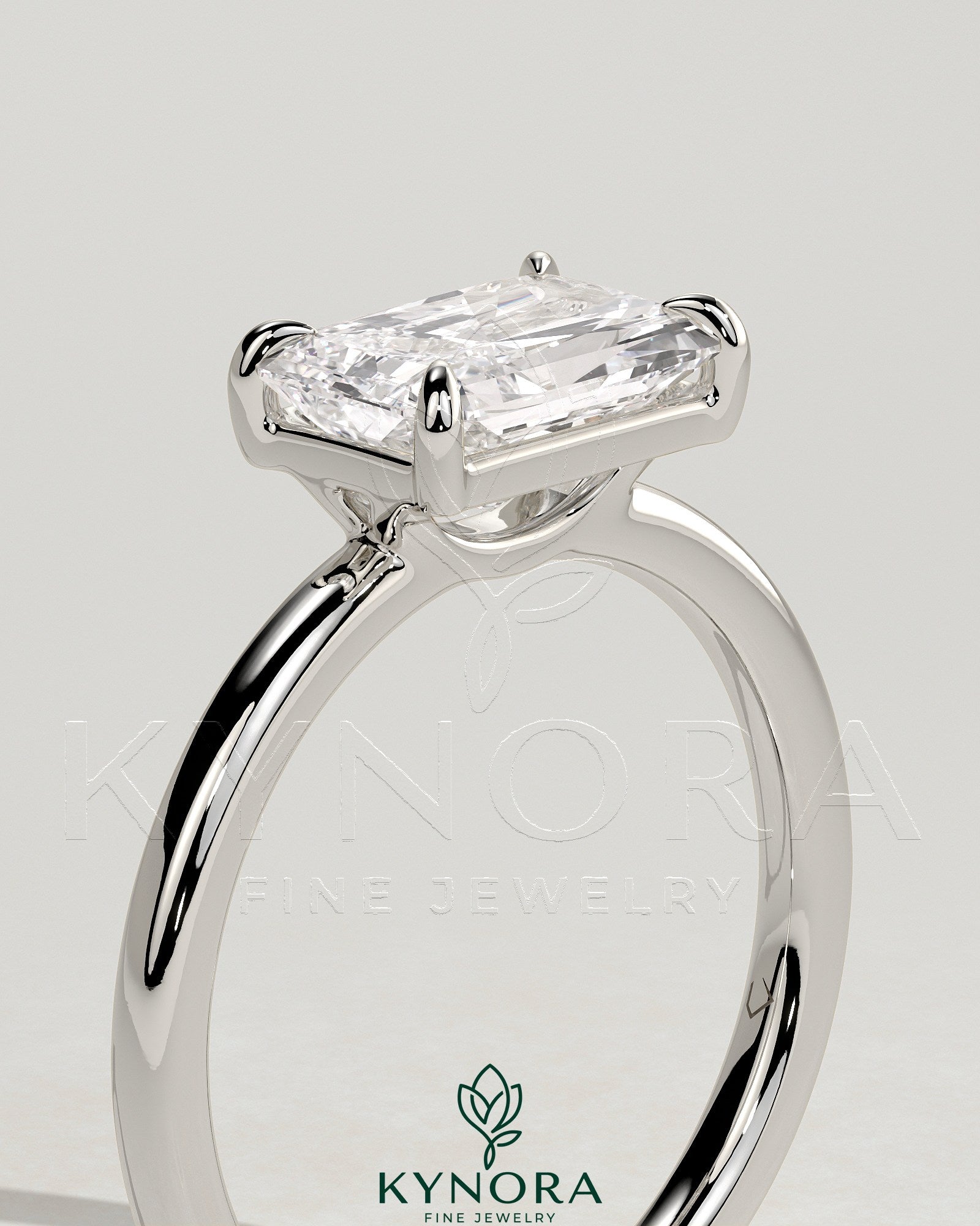 2ct Radiant East West Claw Solitaire with Raised Basket Gallery Engagement Ring Secondary image