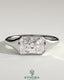 Kynora CJ Radiant East-West Bezel Solitaire engagement ring with signet band, showcasing a radiant-cut center stone and elegant design.