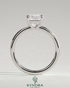 Kynora CJ 2ct Asscher cut diamond solitaire engagement ring with a claw setting, showcasing the elegant jewelry design.