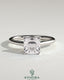 Kynora CJ 2ct Asscher cut diamond solitaire engagement ring with hidden halo and cathedral high setting.