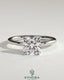 Kynora CJ 2ct cushion cut solitaire engagement ring with a sleek band, showcasing a sparkling central diamond.
