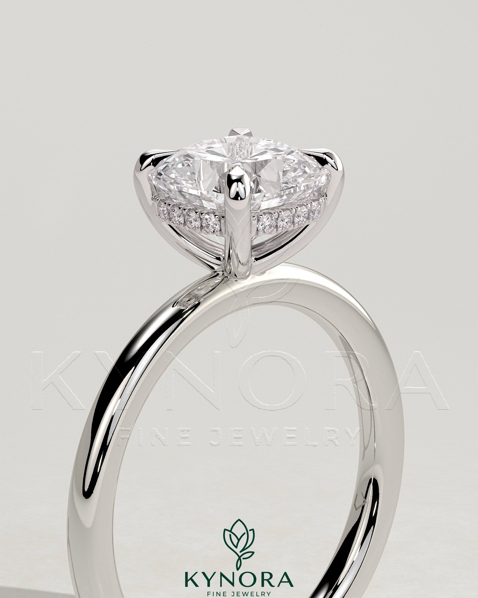 2ct Cushion Claw Solitaire with Hidden Halo Engagement Ring Secondary image