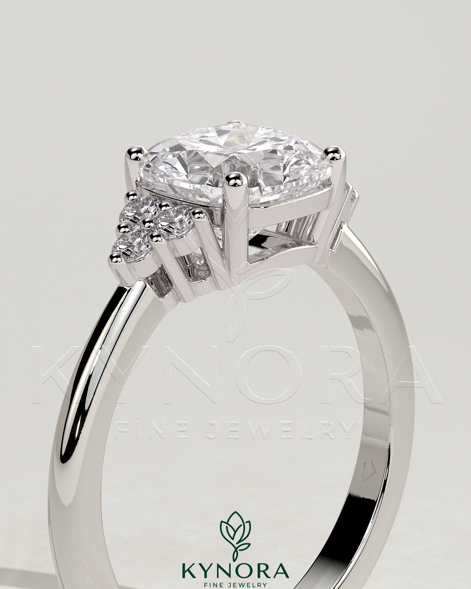 2ct Cushion Claw Solitaire with Round Shoulder Stones Engagement Ring Secondary image