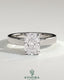 Kynora CJ 2ct elongated cushion cut solitaire engagement ring with flat cigar band and hidden halo design.