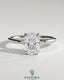 Kynora CJ 2ct elongated cushion solitaire engagement ring with hidden halo in sterling silver, detailed close-up of the ring design.
